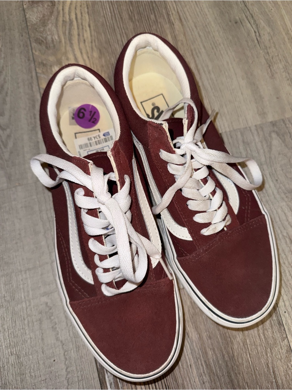 Vans Burgundy and White Old Skool Sneakers